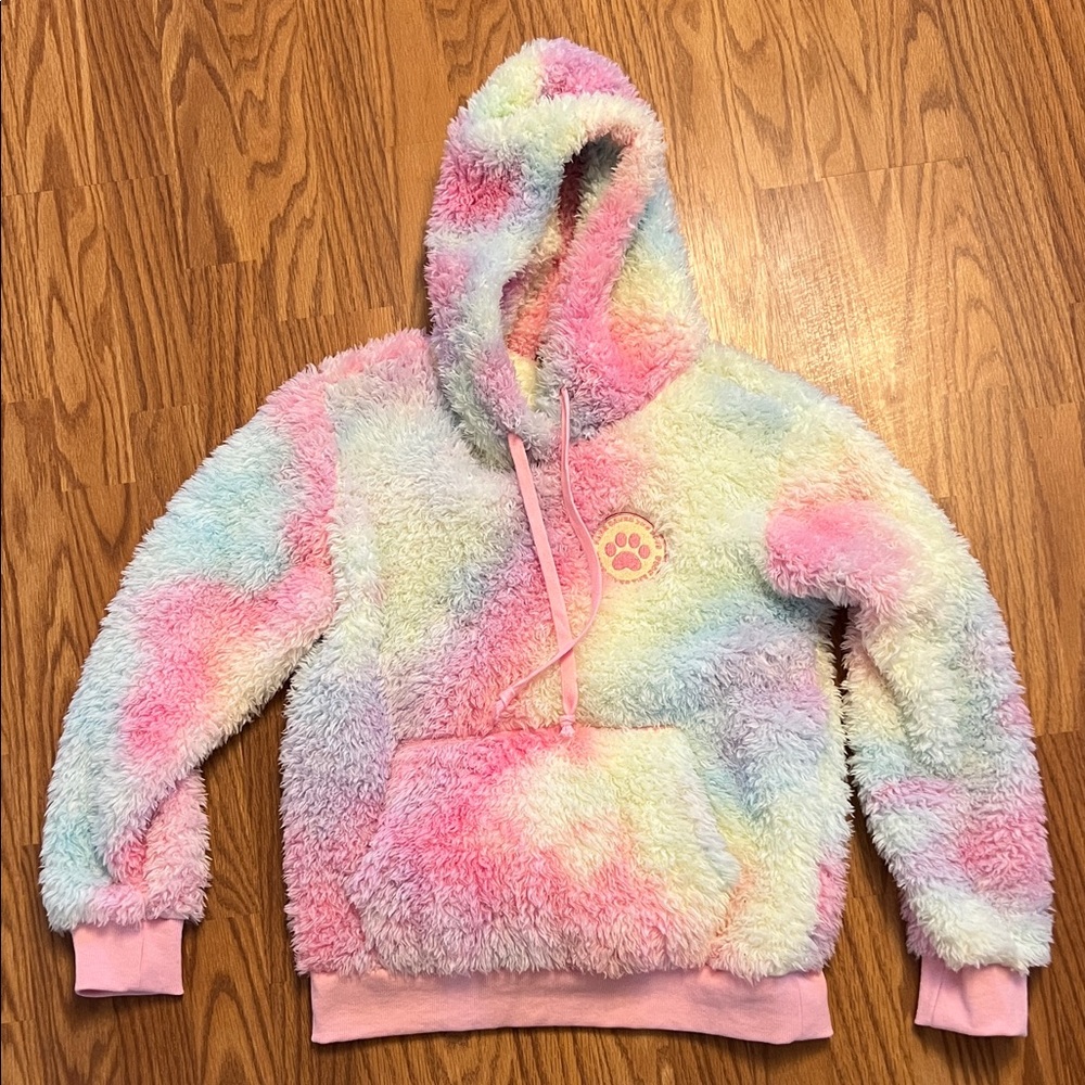 PAWZ Pastel Tie-Dye Plush Hooded Pullover Sherpa